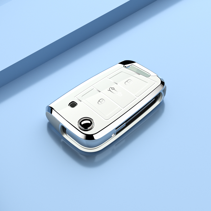 la moda placcatura d'argento edg macchina chiave Astuccio coperchio per VW Volkswagen golf 7 MK7 Tiguan MK2 Skoda Octavia Kodiaq Karoq posto a sedere Ateca Leon: nero