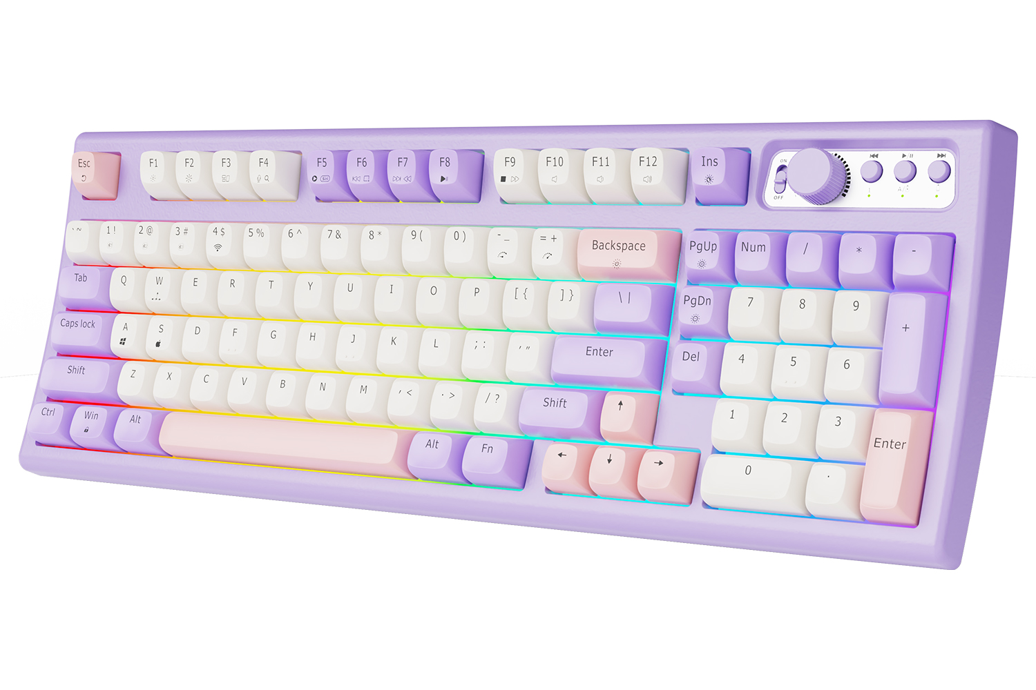 EWEADN V97 Cute Creamy Keyboard, Bluetooth/2.4GHz Gaming Keyboard Wireless with RGB Backlit, Rechargeable, Quiet, for PC Gamer: Pink