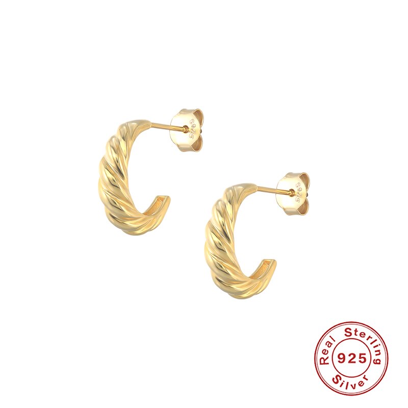 Canner exquisite 925 sterling silber ohrstecker für damen aaa c-förmige glänzende ohrringe schmuck für hochzeit geburtstag party