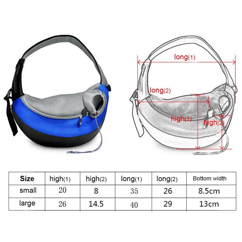 Draagtas voor huisdieren, puppy, hond, outdoor reistas, schoudertas, comfortabele mesh oxford rugzak, voorzakken, s/l