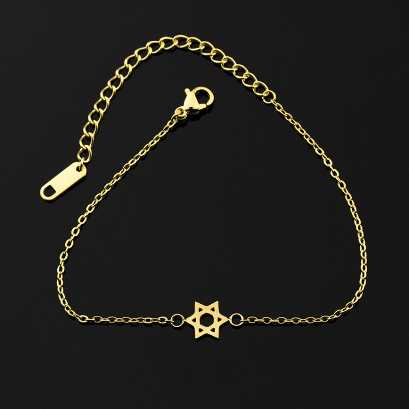 Star Of David Bracelets For Women girl Jewish Bracelet Stainless Steel Gold Color Jewelry Best Friend kid: gold