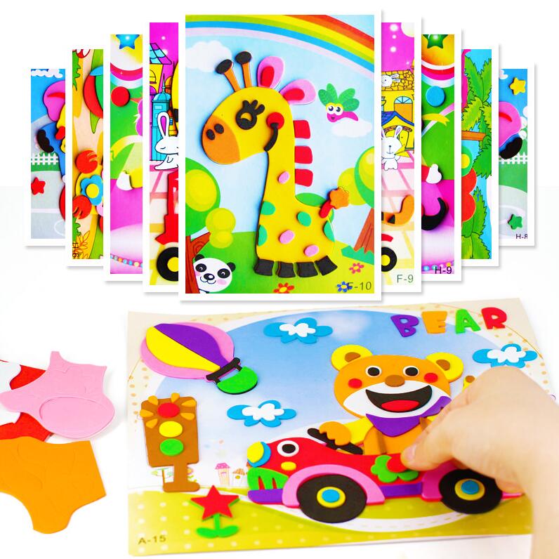 5 stk 10 stk 3d eva skum klistermærke puslespil diy tegneserie dyr læring uddannelse legetøj til børn børn multi-mønstre stilarter