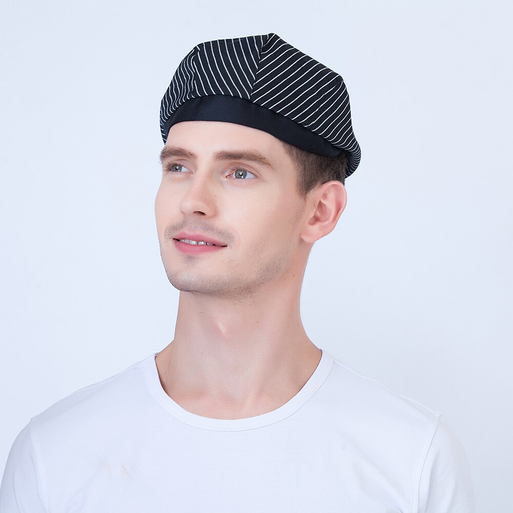 Chapeau de chef à rayures 5 pour adultes, pour restaurant, hôtel, boulangerie, cantine, chef, cuisine, vêtements de travail