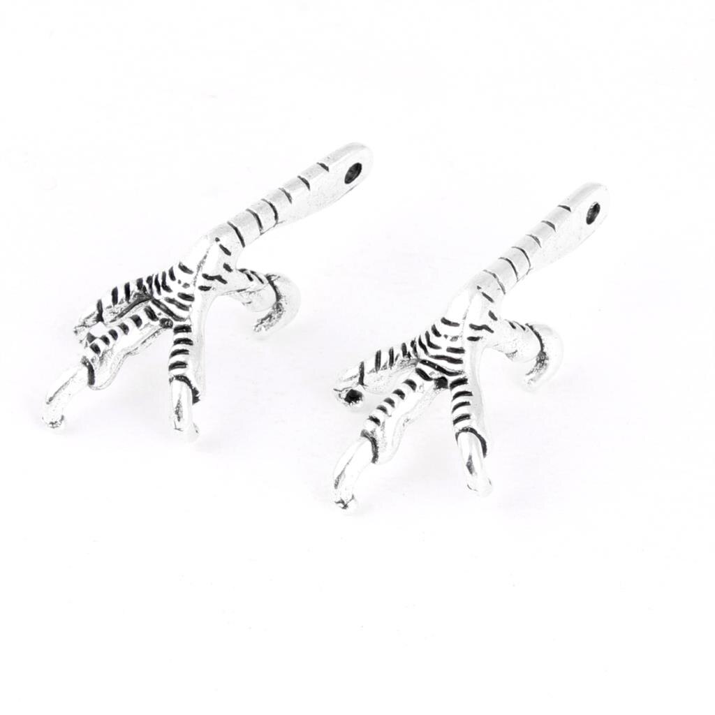 10Pcs Zilver Kleur Eagle Claw Charms Animal Paw Hanger Maken Metal Choke Kettingen Handgemaakte Sieraden Geleverd 33X16mm A3295