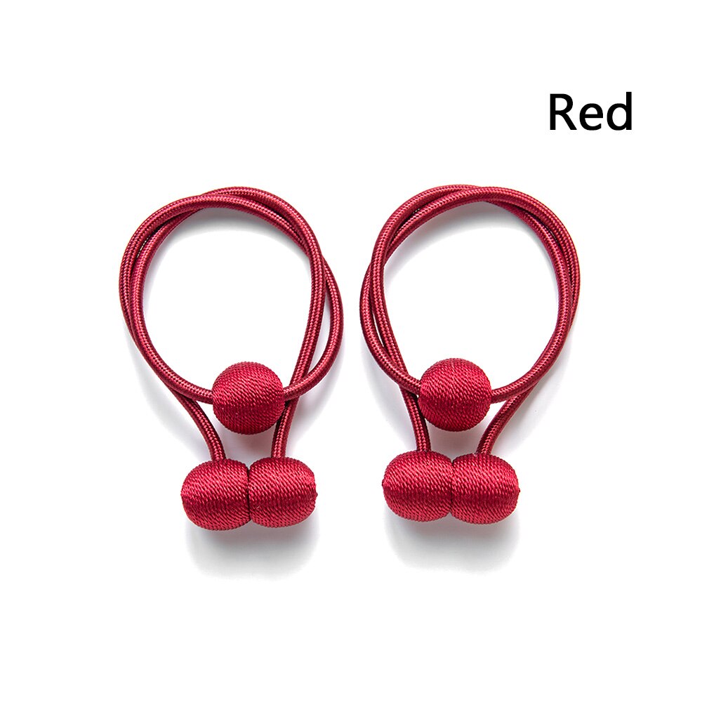 2 pezzi tiranti per tende magnetici forte magnetico casa multicolori holdback tenda cravatta fibbia clip senza punzonatura cinghie decorazioni fai da te: A-red