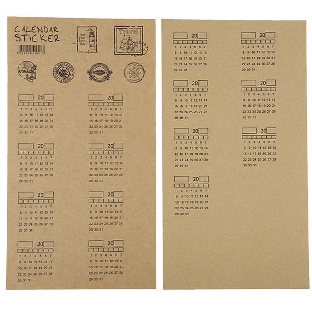4 Sheets Calender Handwritten Index Paper Organizer Stickers Notebook Label Stationery