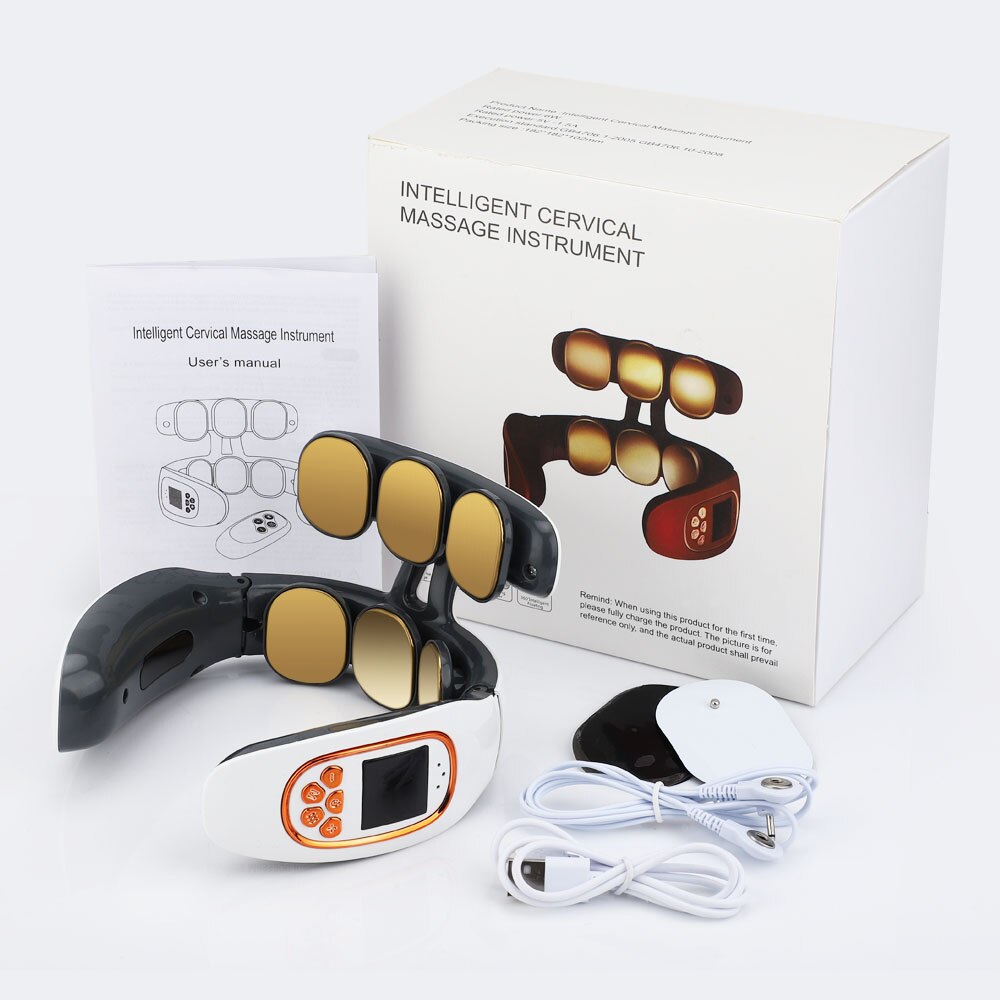 Smart EMS 6 Heads Neck Massager Shoulder Cervical Massager Micro-current Electric Compress Pulse Neck Protector Pain Relieve: Type A NO RC