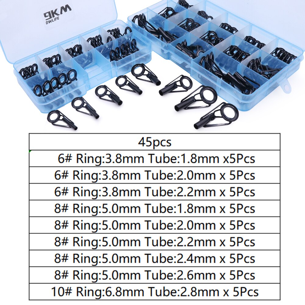 Juego de Kit de reparación de punta guía de caña de pescar, 24 ~ 230 Uds., guía de construcción de caña, anillo de cerámica de acero inoxidable, caja de pesca de agua dulce y salada: Verde