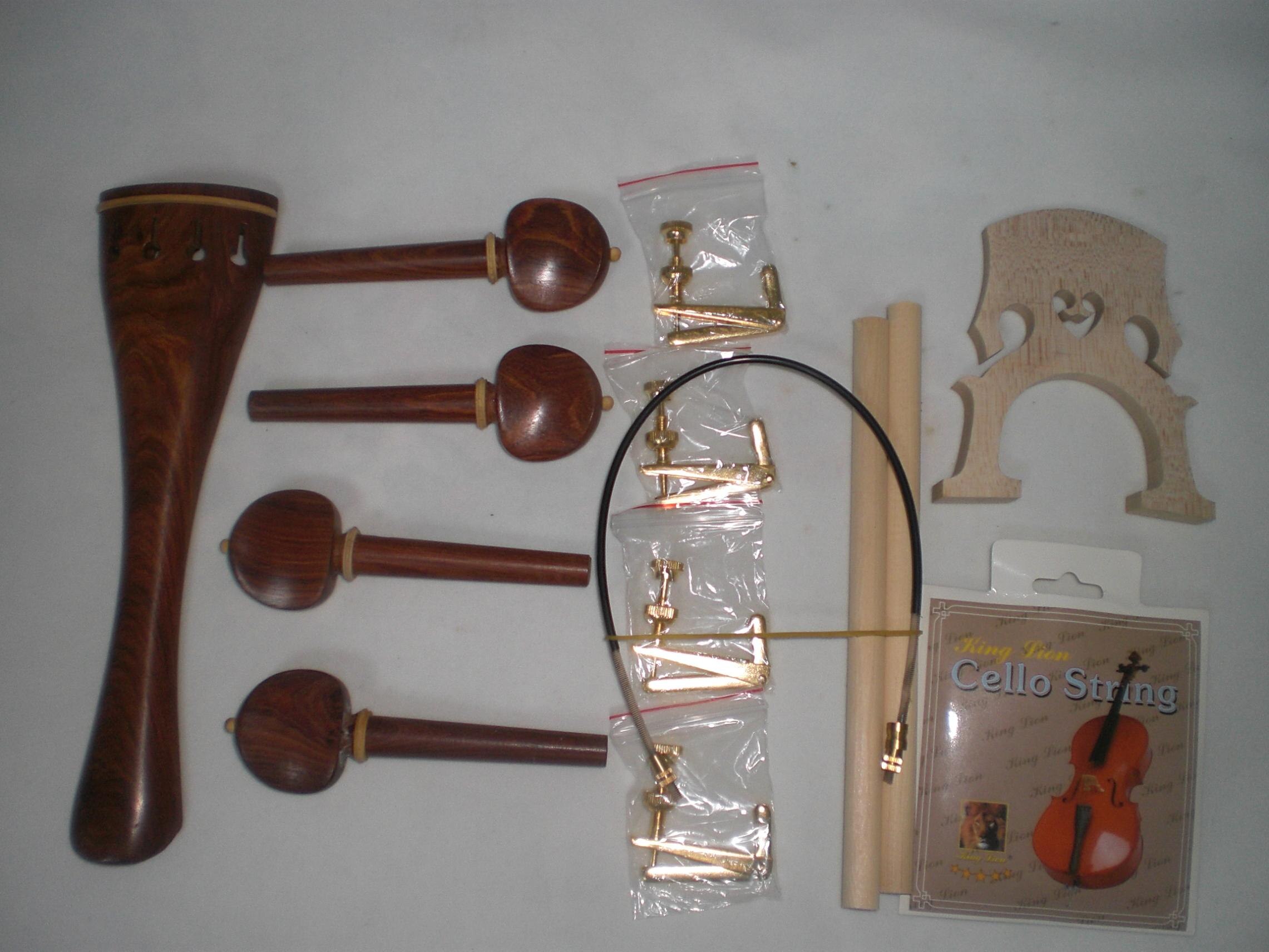 1 Set Cello Fitting including Cello string cello fine tuners French bridge and sound post all 4/4