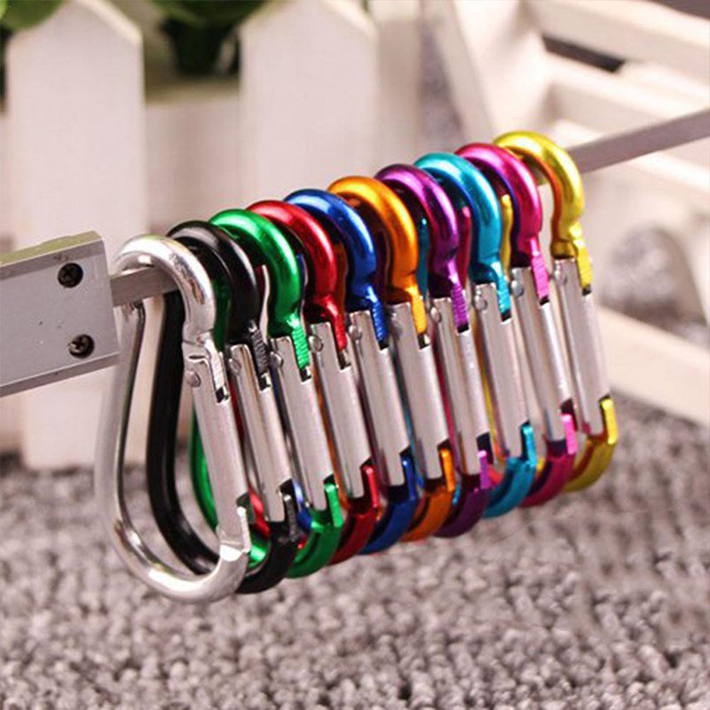 Lot de 10 mousquetons en aluminium multicolores pour le Camping et la randonnée, lot de 10 pièces mousqueton pour sac, petit mousqueton escalade boutons d&#39;escalade, crochet de sécurité,crochet: Color-10PCS