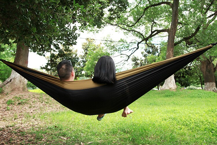 300*200 Sleeping Hammock 2-3 People Hamak Garden Swing Hanging Chair Bed Outdoor Hamacas Camping Goods + loop tree belt: E