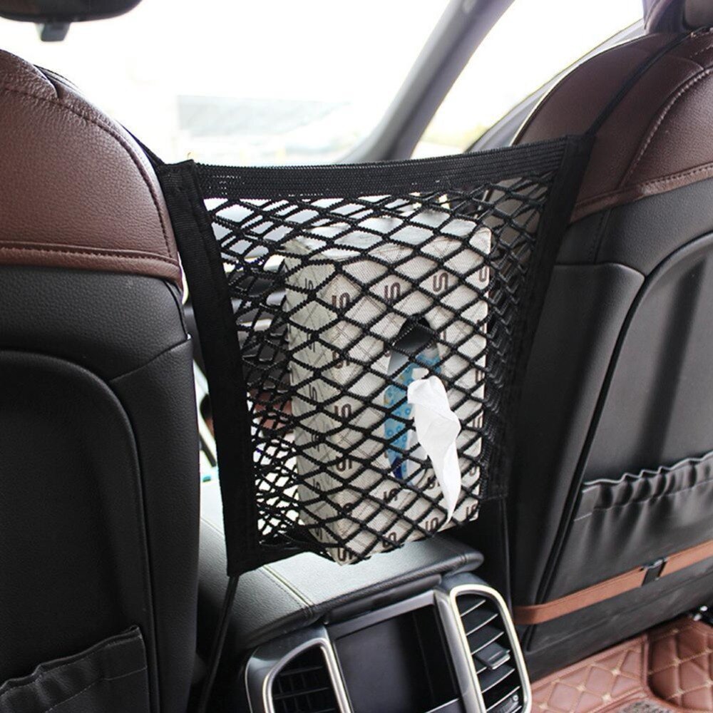 Universele Elastische Auto Voertuigen Mesh Bagagenet Kofferbak Tas Tussen Organizer Seat Terug Storage Bagage Holder Pocket Auto Styling