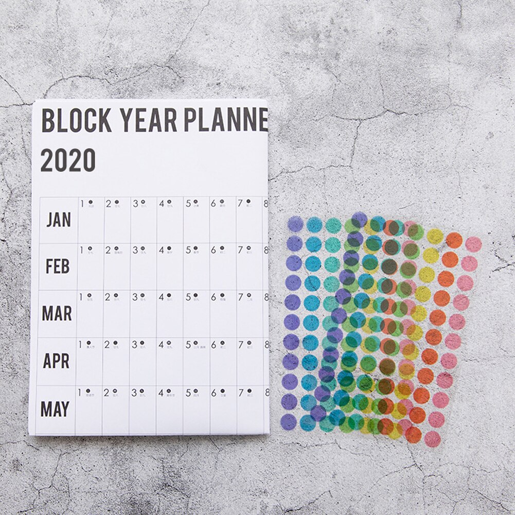 Yearly Calendar Year Planner Memo Organiser Annual Schedule Daily With Sticker Dots Wall Planner Stationery Office Supplies