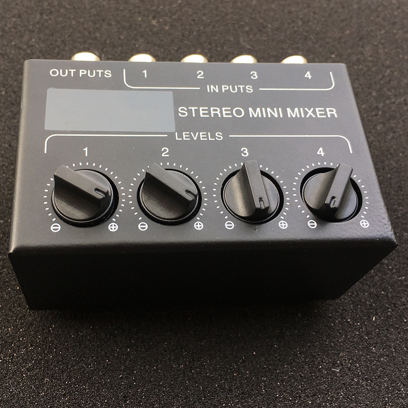 Mini Stereo Audio Mixer with 4-Channel RCA Inputs Separate Volume Controls Mixer Stereo Dispenser for Live Studio