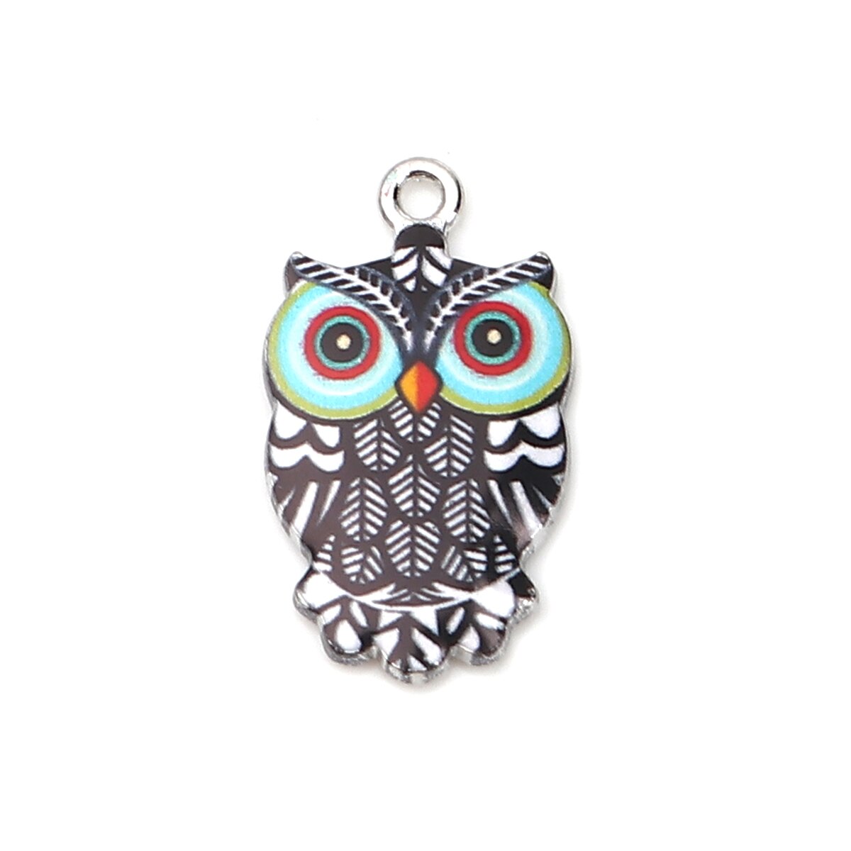 Doreenperles fabrication de bijoux pendentif en alliage Halloween breloques hibou Animal multicolore émail bricolage résultats 23mm x 13mm, 10 pièces: 6