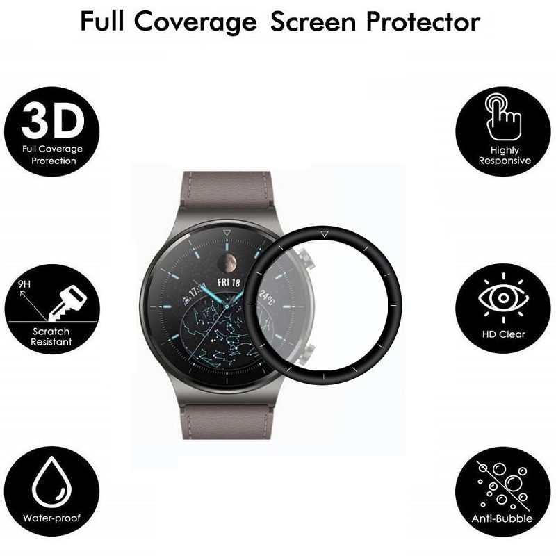 10PCS 3D Curved Soft Fibre Screen Protector for Huawei Watch GT 2 Pro Full Coverage Protective Film (No Tempered Glass)