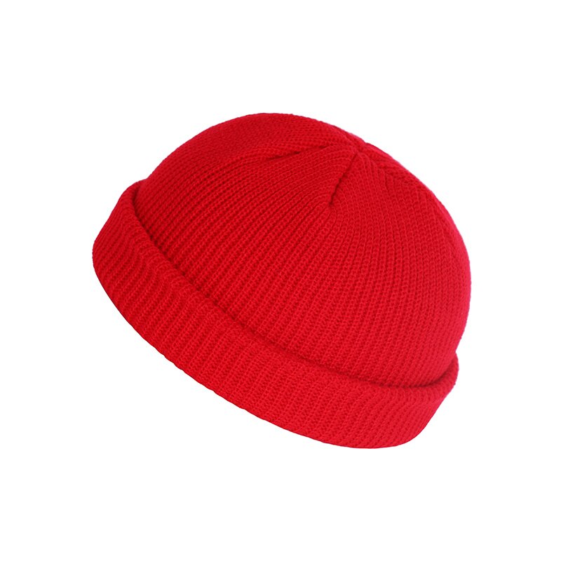 Unisex mænd kvinder beanie hat varm ribbet vinter tur ski fisker docker hat: Rød