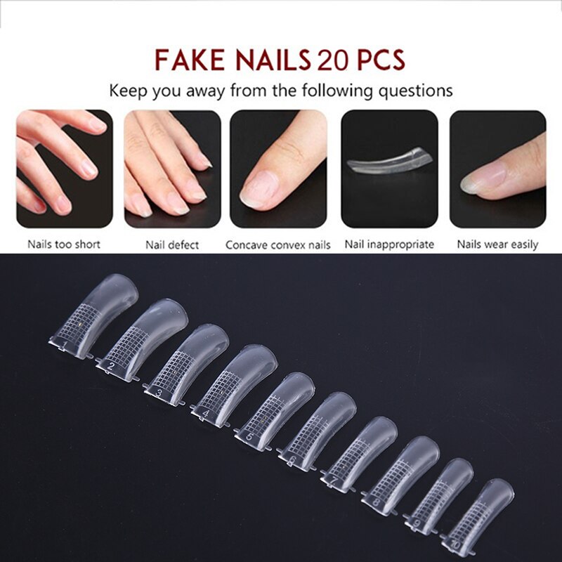 20Pcs Acryl Valse Valse Nail Art Vingernagel Ovale Professionele Volledige Cover Fasle Nail Art Vingernagel Full Color Kaart Polish