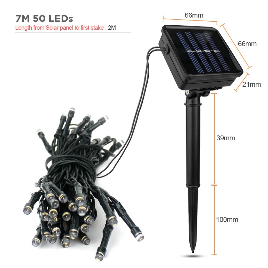 30/50/100/200 LEDs Fairy Lights Solar Powered Warm White/White/RGB Waterproof Outdoor Garden Decoration Solar Led String Light: Star 50LEDs / White