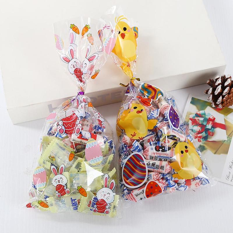 Easter Party Decorations 50Pcs Cartoon Animal Candy Bird/Eggs/Bunny For Easter Cookies Plastic Bags Cake Packagin Z9P0