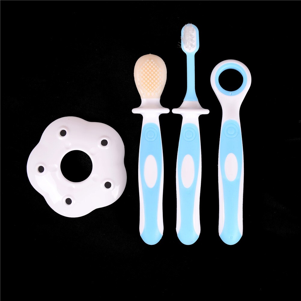 3Pcs For Infants Child Tooth Care Silicone Toothbrush BABY Soft Bendable Teether Training Toothbrush Brush: Blue