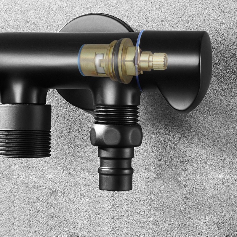 1pc Black Brass Wall Mounted Washing Machine Faucet One into two out Bibcock Double handle double head taps