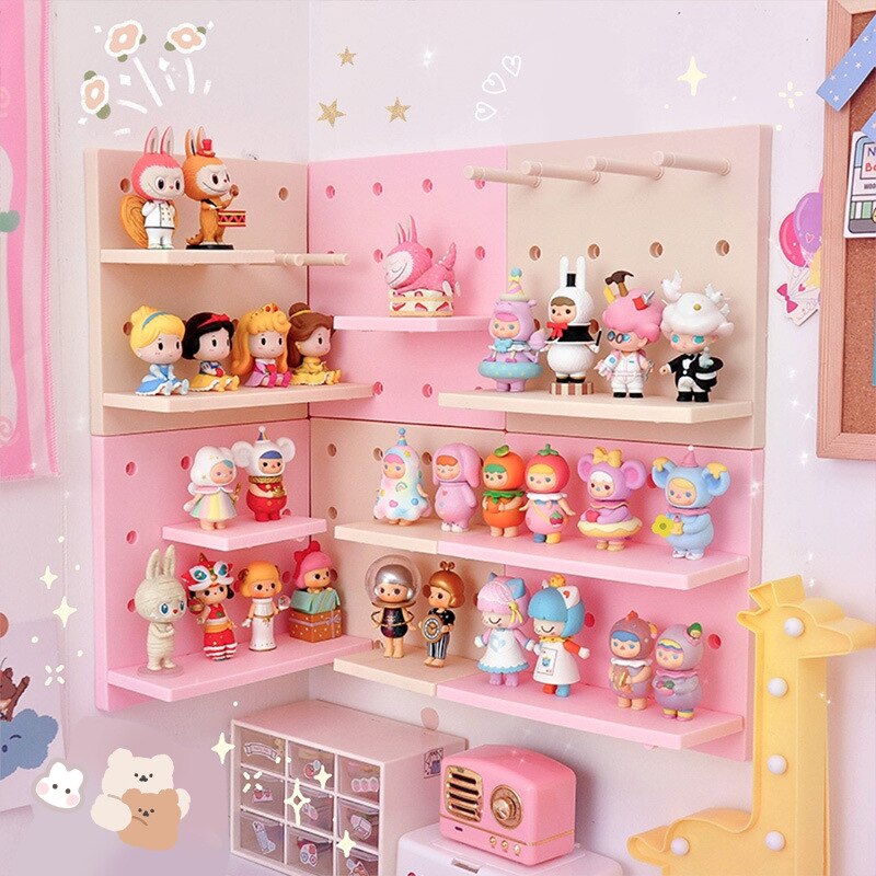 Kawaii organizador Ins estante de almacenamiento 10 unids/set decoración de la habitación de estante de pared agujero Junta baño estanterías de Accesorios de escritorio