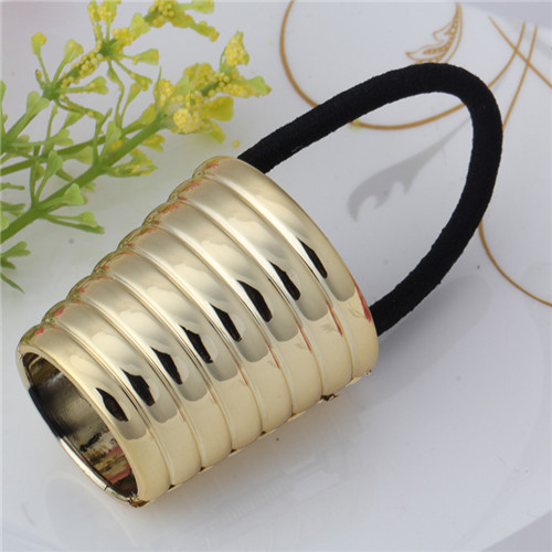 coletero elástico estilo Punk, accesorios para el cabello, banda para el pelo, anillo de pelo redondo Retro Vintage para mujer, Scrunchy con caja: Screw thread gold