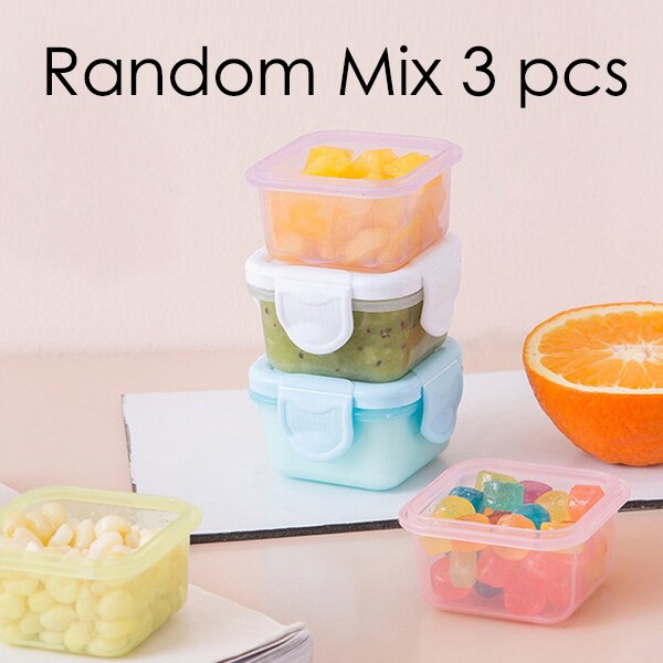 Juegos de cuencos de alimentación para bebé, 3 piezas, 60ml, platos de aprendizaje para bebé, cuenco de comida auxiliar, Mini cajas de almacenamiento selladas portátiles, puede microondas: Random Mix 3 pcs