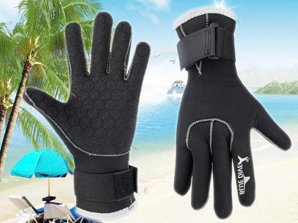 Diving Gloves 3mm Neoprene Cold-Proof Winter Swimming Quick-Dry Scuba Snorkeling Black