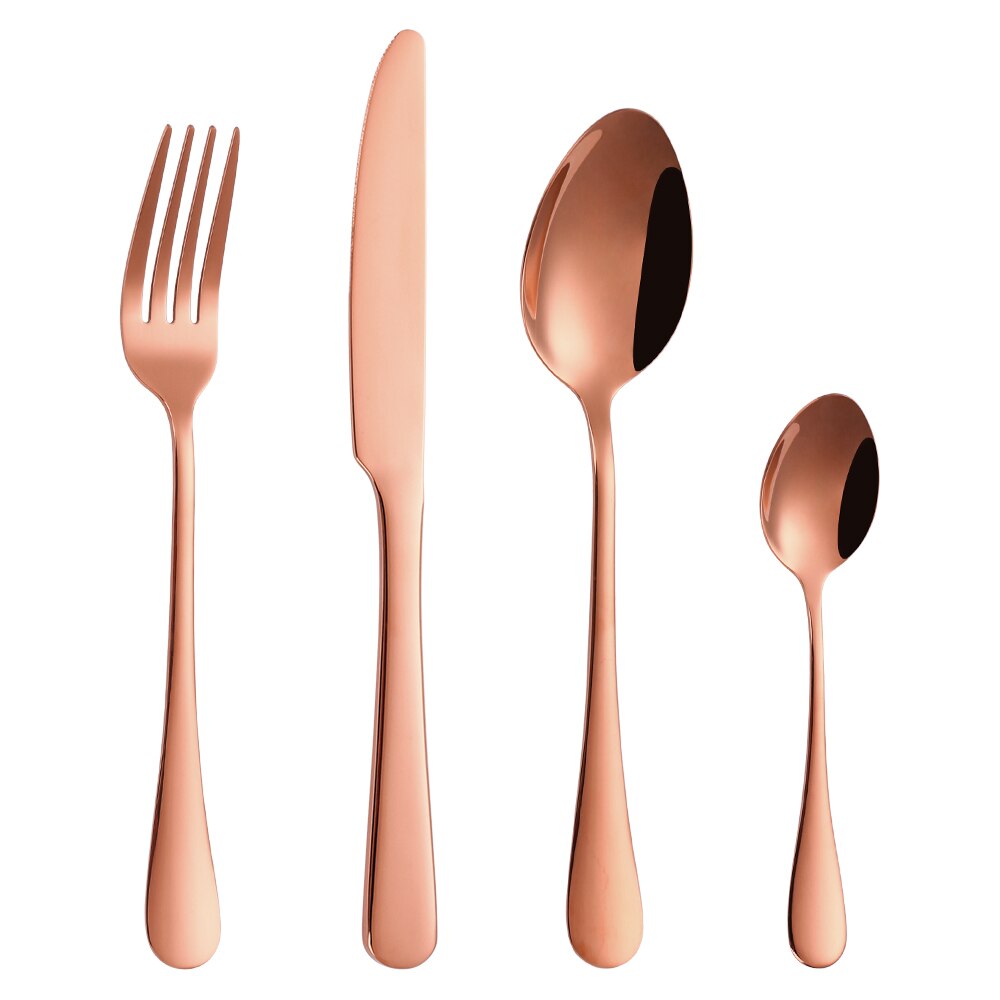 8/12/16/20PCS Couverts en Or Noir Vaisselle Vaisselle En Acier Inoxydable Miroir Couteau Fourchette Cuillère Couverts Pour La Cuisine À Domicile: 2 Set 8Pcs / Rose Gold