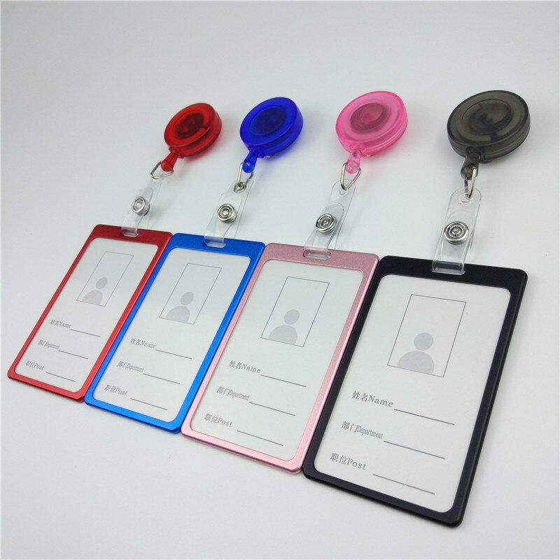 Soportes de Tarjeta De Nombre de trabajo de aleación de aluminio, soporte de insignia retráctil con carrete de tarjeta de identificación, cubierta de paso de Metal para exposición estudiantil