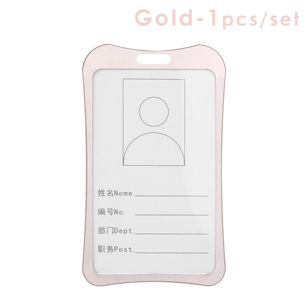 1PC Vertical Aluminum Alloy Work Name Card Holders Business Work Card ID Badge Lanyard Holder Office Accessories: 030 Gold