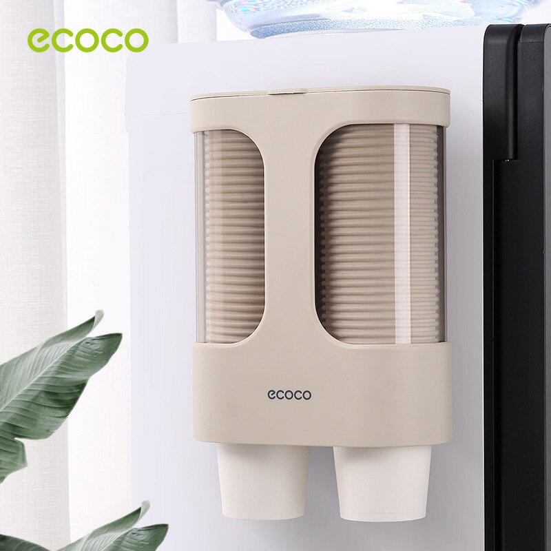 Dispensador de vasos de papel desechables, soporte de vaso de plástico para dispensador de agua, estante de almacenamiento de vasos automático montado en la pared, contenedor #8