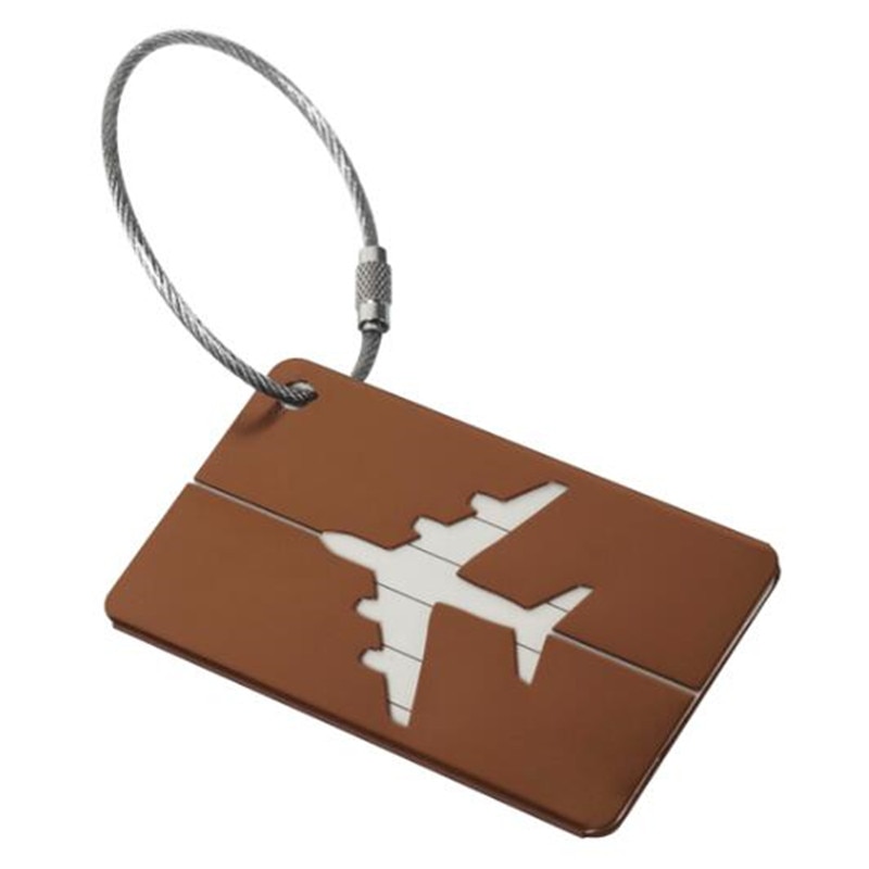 Etichette per il Bagaglio in Lega di alluminio Bagaglio Nome Tag Valigia Indirizzo Etichetta Supporto di Accessori Da Viaggio per Id Tag Bagagli: Brown