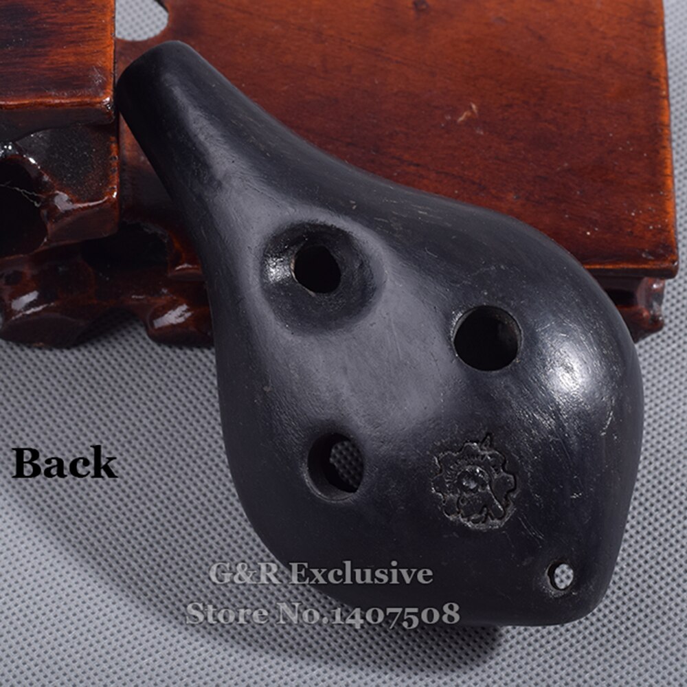 Chińnarty ceramiki czarny Ocarina AC 6 otwory flet instrument muzyczny alt C gliny Flauta dla początkujący prezent