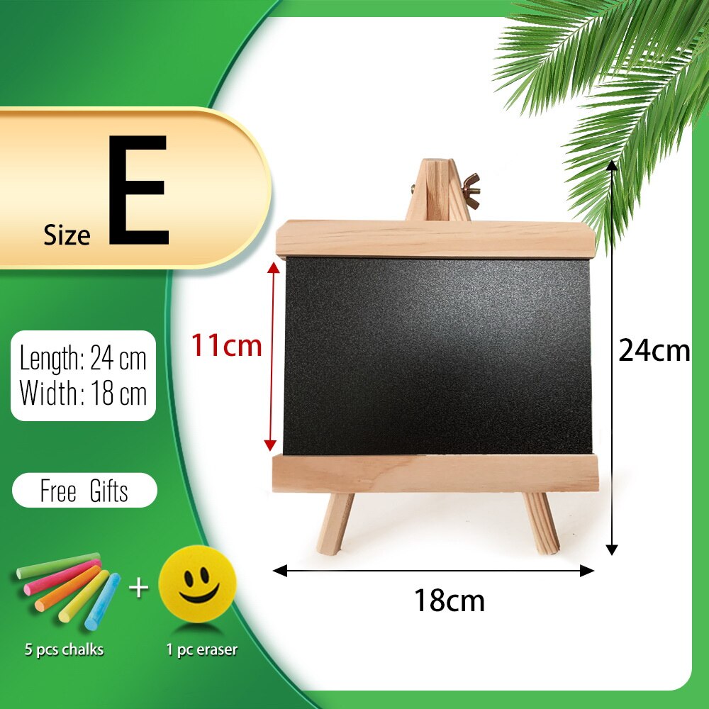 5 Styles Mini Chalkboard Desktop Blackboard Pine Wood Frame Table-top Black Board With Easel For Memu Drawing Bulletin Boards: Brown
