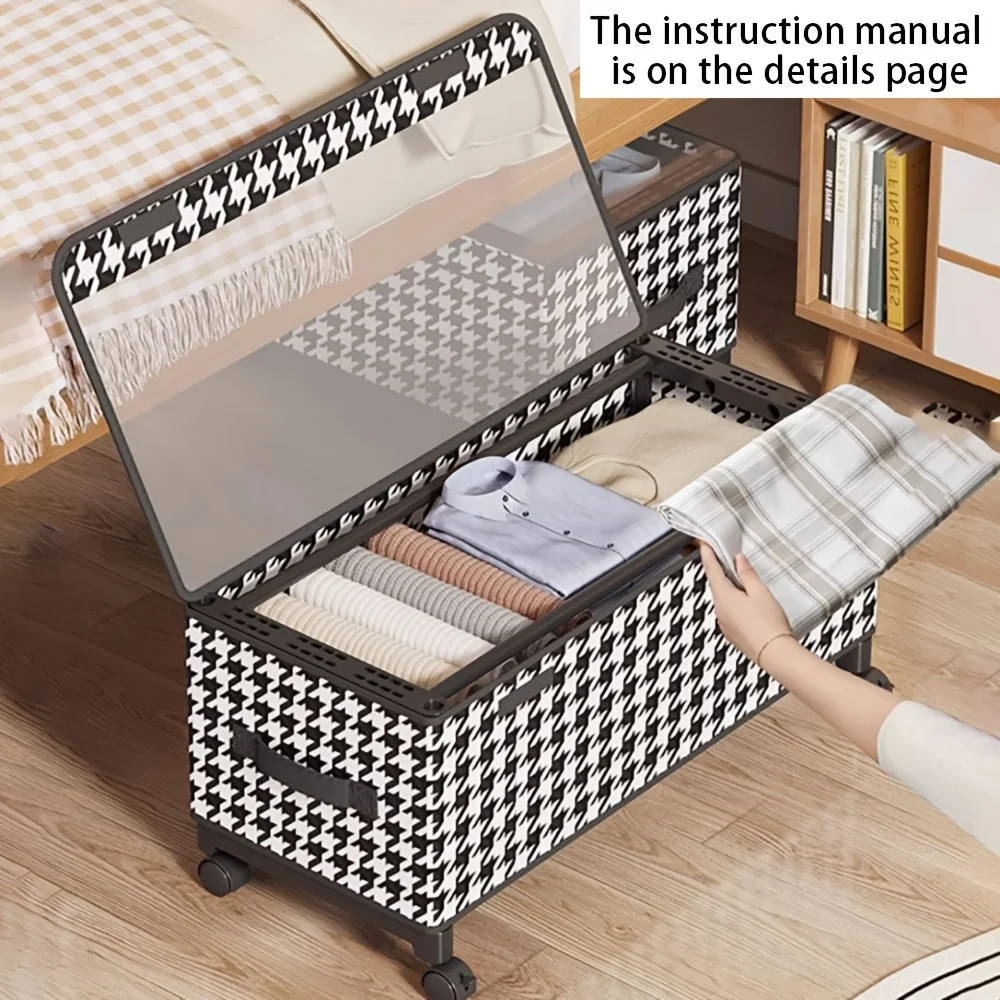 Stockage sous le lit avec roulettes, grands conteneurs de stockage, stockage roulant pour vêtements, boîte de rangement mobile Non tissée sous le lit