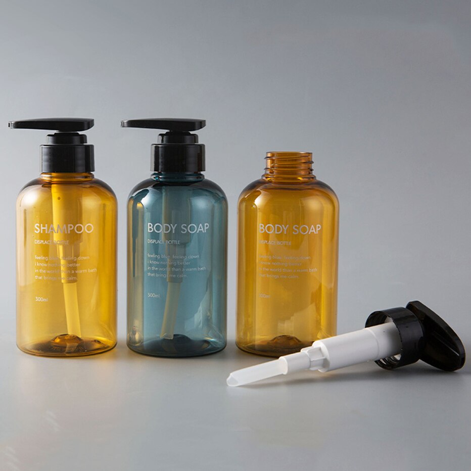 Press typ lotion brun tom flaska 300ml/500ml badrum schampo stor kapacitet emulsionsbehållare flytande tvål dispenser