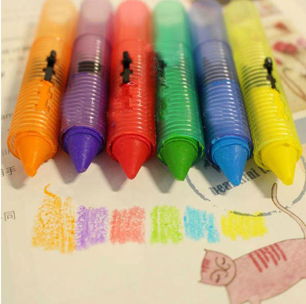 6 PCS Kids Crayons Non-toxic Safety Children Color Crayons Drawing Easy To Erase Educational Kid Stationery Bath Crayons