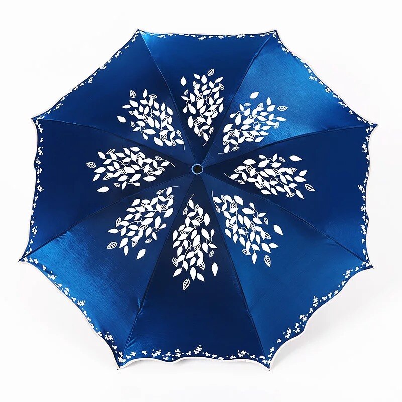 Sombrilla de Sol de , paraguas de lluvia de para mujer, paraguas doble de hojas de princesa, sombrilla femenina, portátil para mujer