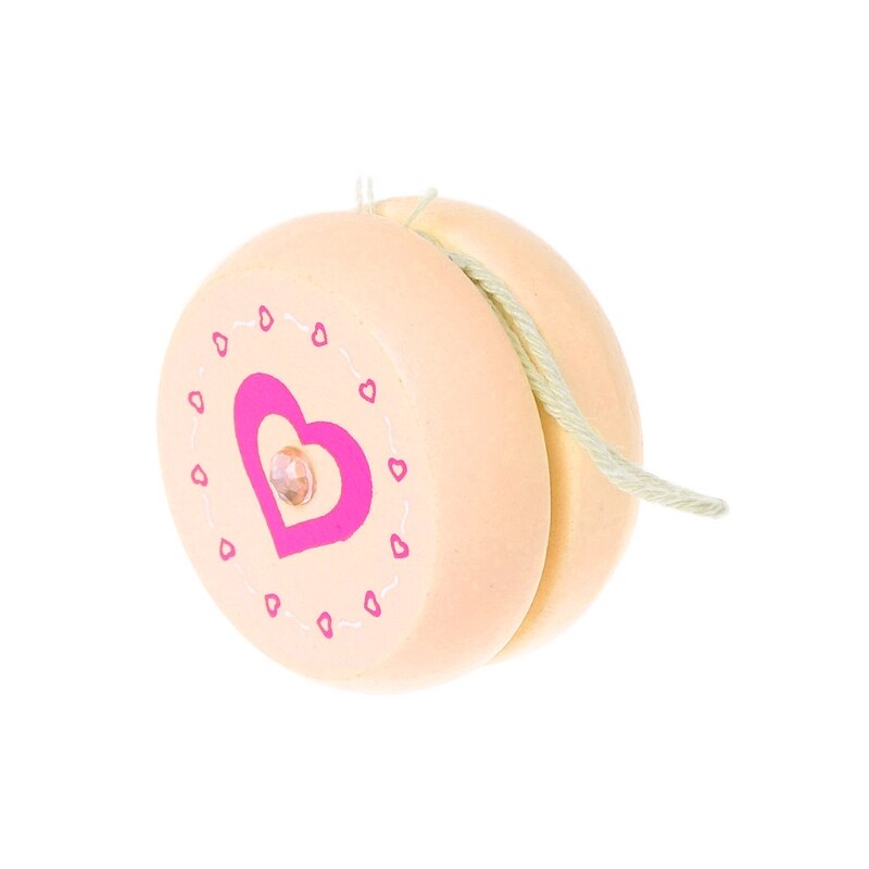 Juguetes estampados animales bonitos yoyó de madera, juguetes educativos fáciles, juguete clásico BX0D: Rosa