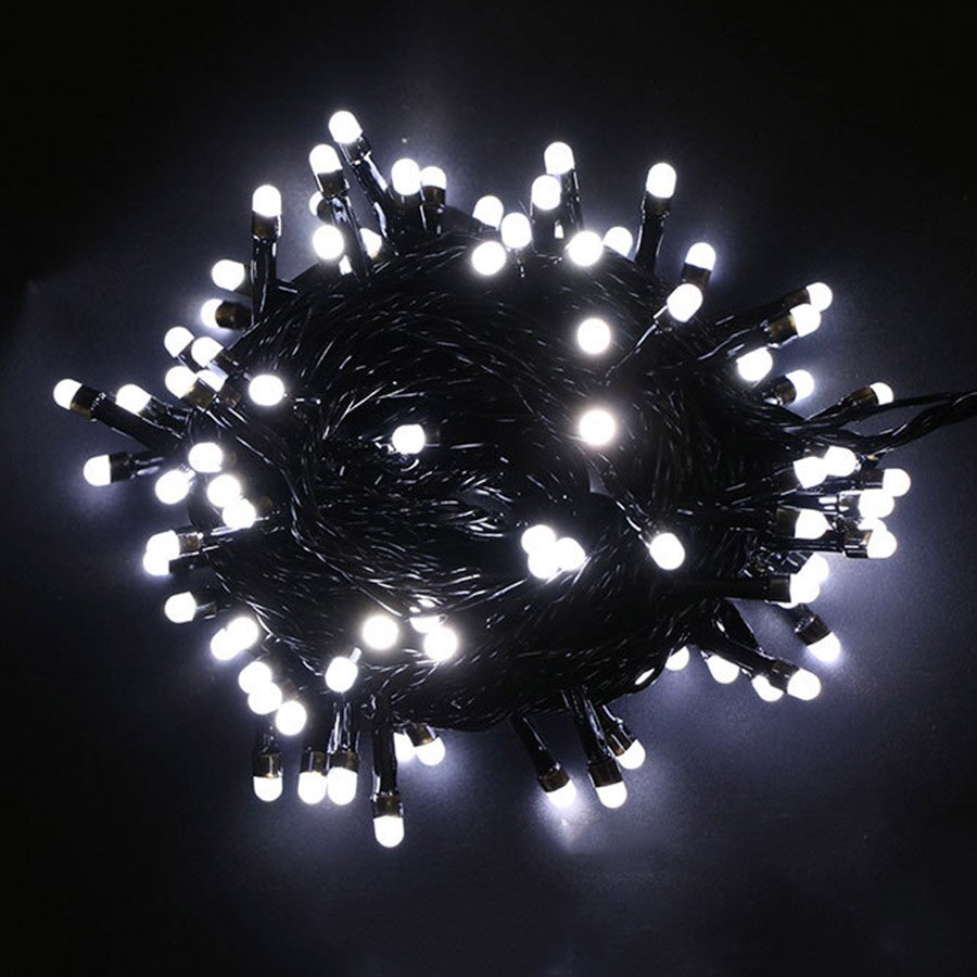 Thrisdr Black Wire Outdoor christmas Lights Led String Fairy Light 100M 50M 8M Christmas fairy light Party Garland light: White / 8M 72LEDS / 220V EU UK AU Plug