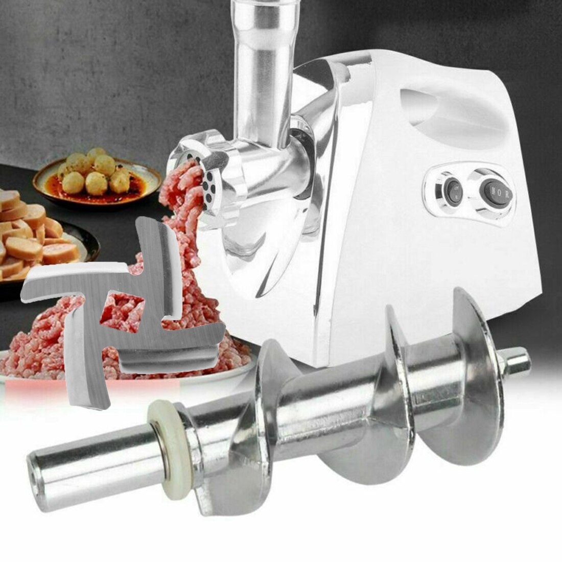 2pcs/set Auger Meat Grinder Screw Blade Accessories Replace Food-grade Stainless Steel Part Food-grade Stainless Steel
