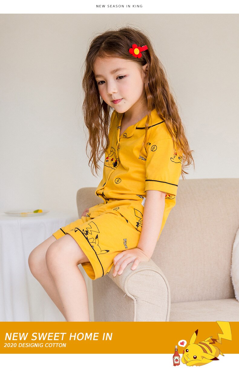 Children Homwear Pajamas for Kids Boys Girls Cotton Pyjamas Clothes Set Toddler Home Indoor Sleepwear Pigama Infant Nighty: Short sleeve / 4T