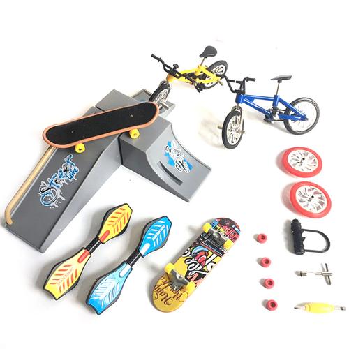 Vinger Skateboard Speelgoed Set Kit Toets Rail Set Oprit Onderdelen Met Mini Fiets Vinger Fiets Vinger Scooter Speelgoed Voor Kinderen kid: G