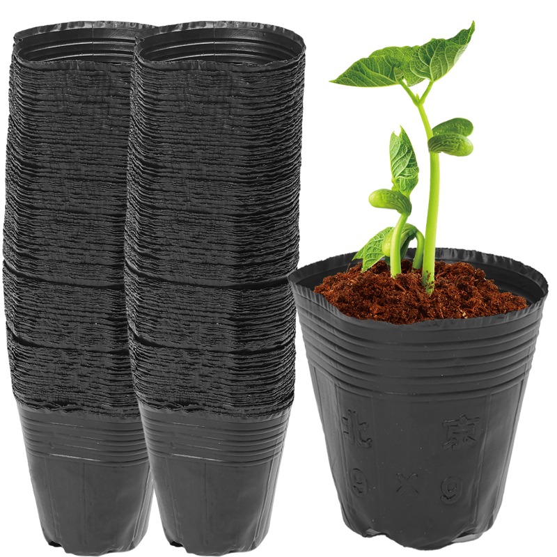 300/50PCS Thickened Seedling Bag with Holes Plastic Flowerpot Flower Plant Breathable Container Garden Vegetable Planting Pots