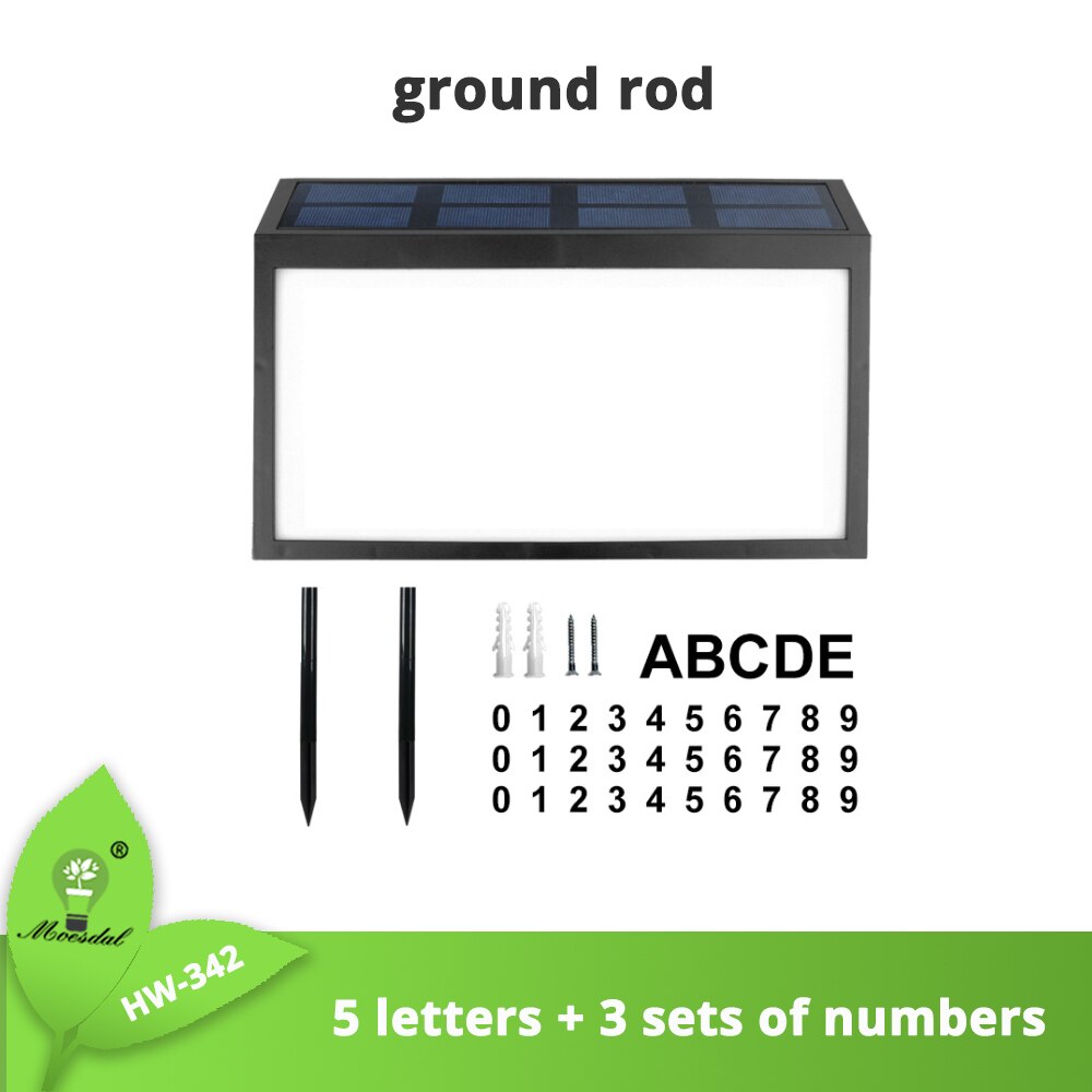 LED solar house number motion sensor outdoor courtyard IP65 rainproof house number family street address number sign lighting: Package 2