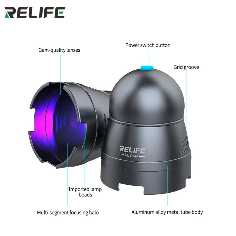 RELIFE RL-014A Efficient UV Curing Lamp USB Adjustable Time Switch Portable Headlamp Bead Green Oil Glue Curing Tool