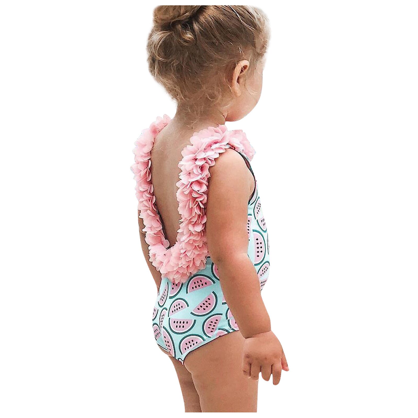 Toddler Baby Girls Kids Sleeveless Watermelon Print Backless Flower Cute One-Piece Swimsuits Beachwear Bathing Swimwear: 3-4 Years